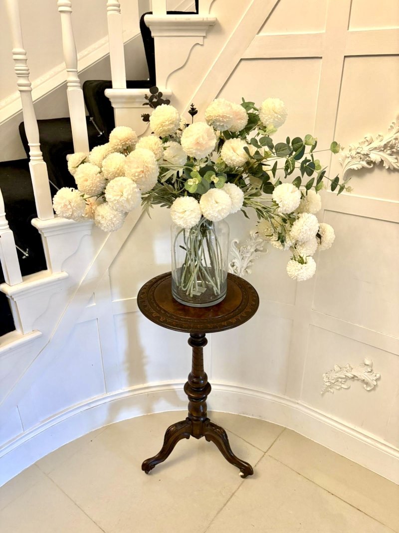 Antique Victorian Quality Carved Burr Walnut Circular Lamp Table - Image 4